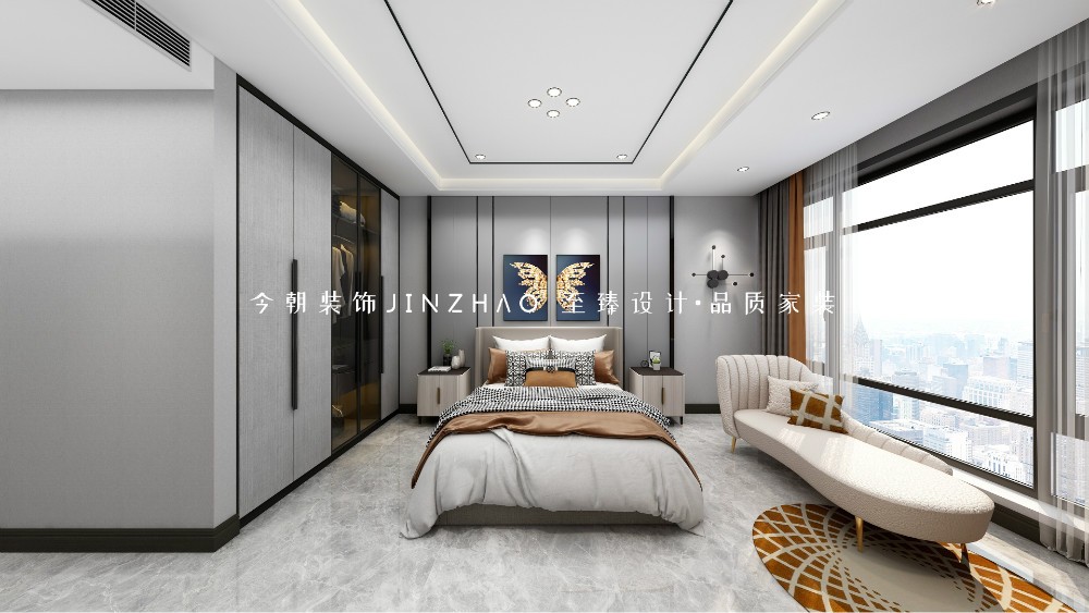 融創中心現代簡約風格主臥裝修效果圖
