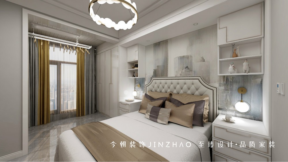 融創(chuàng)中心現(xiàn)代簡約風格次臥裝修效果圖