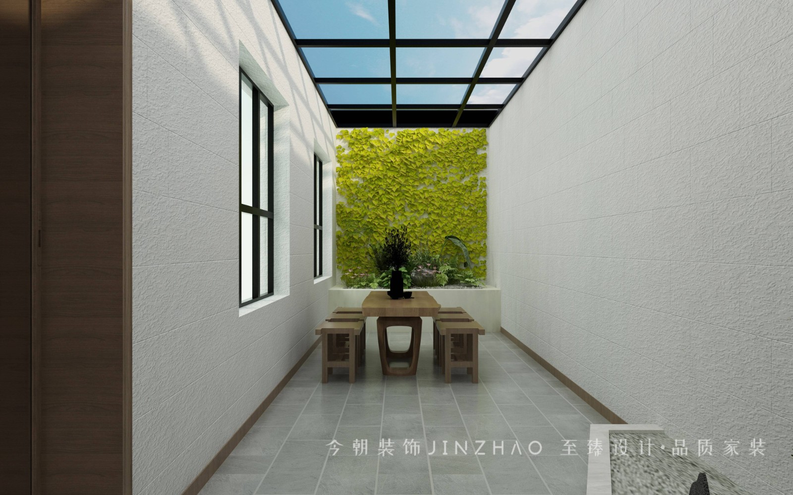 奧園小區267㎡下躍現代簡約風格陽臺裝修效果圖